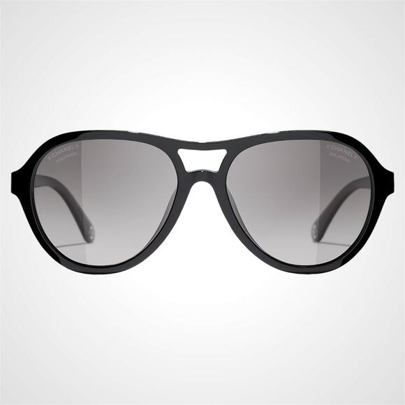 New CHANEL Sunglasses Black Polarized Lens Pilot Aviator 55mm - Picture 2 of 5